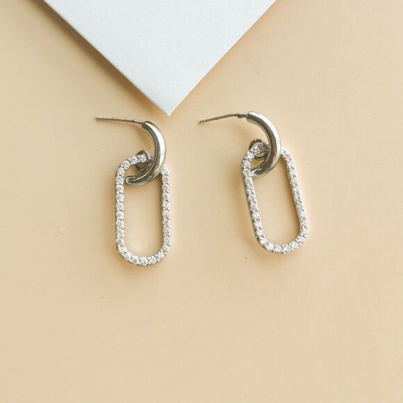 Alicia Bonnie Eva Collection. Silver Crystal Earrings - Picture 3 of 3
